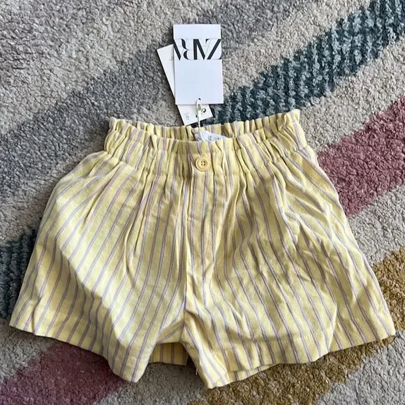 ZARA Kids | Yellow | STRIPED SHORTS - Picture 5 of 6